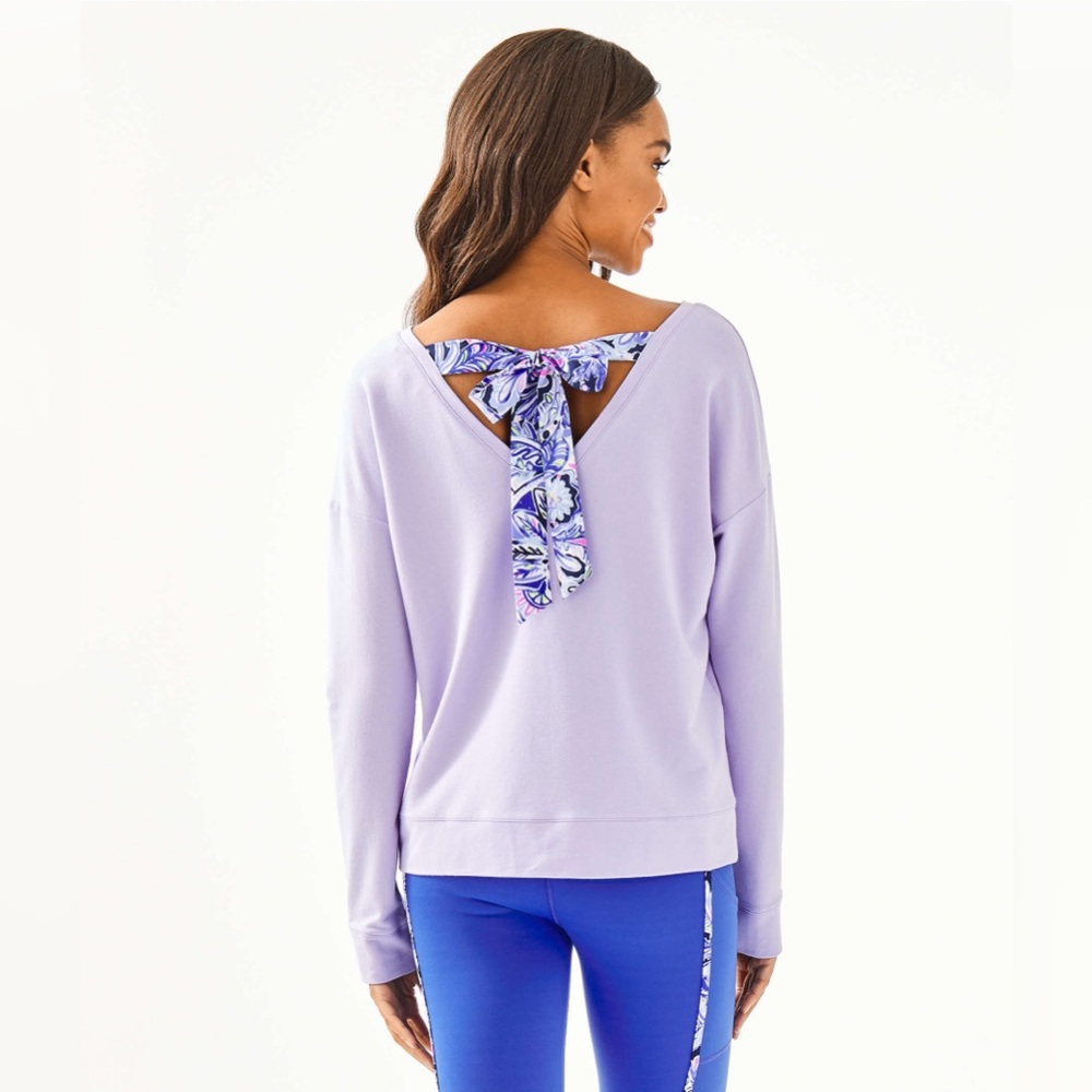 LILLY PULITZER Dillon Pullover Sweatshirt in Lilac Verbana XXS Style# 004508 - Picture 6 of 12